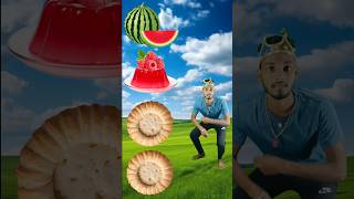 Colourfull biscuit to Watermelon lichi mango amp grapes trending youtubeshorts funny [upl. by Htezil]