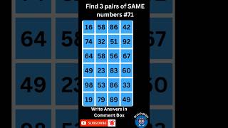 Find 3 pairs of Same Numbers  Only a Genius can Find Them  Hard Level [upl. by Ayotaj978]