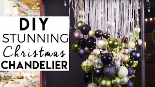 DIY Christmas Ball Chandelier  Christmas Decorations [upl. by Nylzor]