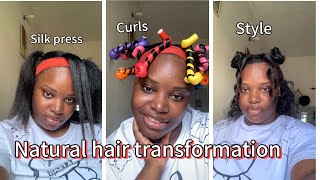 TRENDY NATURAL HAIRSTYLE  HEATLESS CURLS  No Makeup Up Look [upl. by Awe]