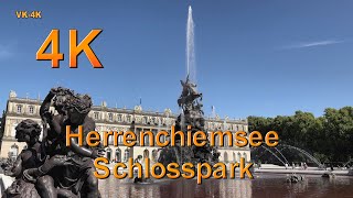 Chiemsee Schloss Herrenchiemsee Brunnen und Barockgarten in 4K Ultra HD [upl. by Brezin312]