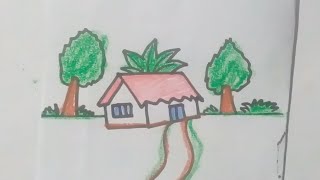 Easy scenery drawing for kids [upl. by Belda]