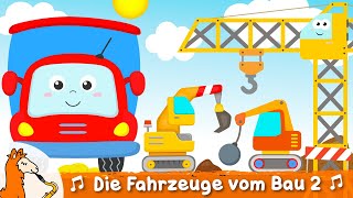 Bagger Kinderlied Fahrzeuge auf der Baustelle Teil 2 mit Kran Betonmischer Abrissbagger Rohrleger [upl. by Nnylkoorb]