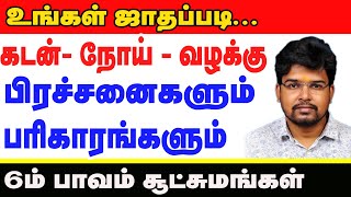 உங்கள் ஜாதகப்படிகடன்நோய்வழக்கு பிரச்சனைகளும் பரிகாரங்களும் 6 ம் பாவம் சூட்சுமங்கள்ONLINE ASTRO TV [upl. by Hindorff]