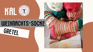 KAL GretelSocke Teil 1  Weihnachtssocke Stricken  fair Isle Verstärkte Ferse [upl. by Jankey132]