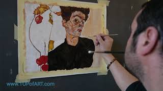 SelfPortrait with Physalis  Egon Schiele  Art Reproduction Oil Painting [upl. by Zane]