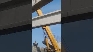 Girder launching in progress at site construction railwaybridge girder railwayinfrastructureROB [upl. by Obocaj]