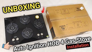 Whirlpool HOB 4 Burner Auto Ignition Gas Stove  Unboxing amp Installation  Automatic Gas Stove [upl. by Sidnac]