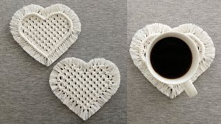 DIY POSAVASOS ☕️ CORAZON ️❤ en MACRAME paso a paso  DIY Macrame Heart Coasters Tutorial [upl. by Nnaycnan]