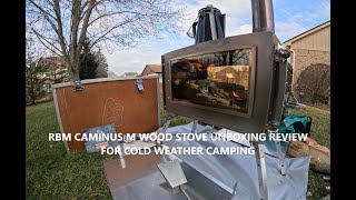 Hot Tent Camping Wood Stove Review of RBM Caminus M Unboxing and First Burn Review [upl. by Ailefo]