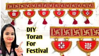 Toran Making At Home  Bandanwar  Diwali Decor Craft Ideas  DIY Door Hanging For Festival [upl. by Yeargain]