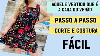 👗VESTIDO SOLTINHO E FRESQUINHO PARA O VERÃO CORTE E COSTURA FÁCIL DIY passoapasso costura [upl. by Aowda]