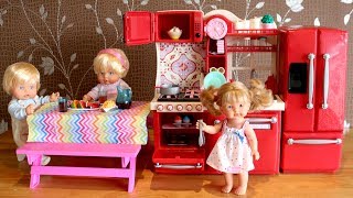 Baby Doll Kitchen and Refrigerator Toys Play Cooking Baking Eating Pretend Play Nursery Center [upl. by Pillyhp533]