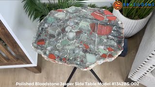 Model  1342BS001 Polished Bloodstone Jasper Side Table by BrazilGemscom 🏷 FOR SALE 🛍🛒Shop Now [upl. by Anaujik]