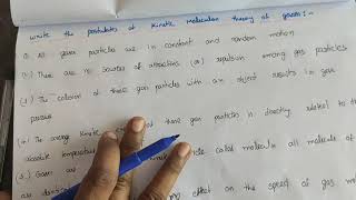 class 11Postulates of kinetic molecular theory of gas explanations in Telugu [upl. by Antonius]