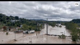 Catastrophic flooding in Asheville NC Erwin and Newport TN part of Hurricane Helene aftermath [upl. by Couq]