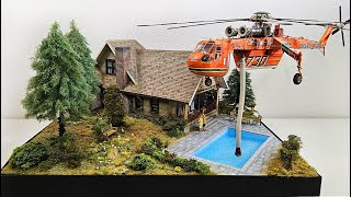 Kanada Blockhouse Diorama 135 with Flying Sikorsky Skycrane S64 Helicopter [upl. by Aihsenad]