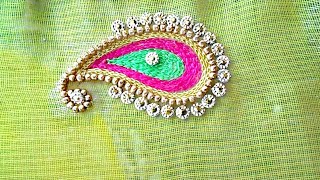 Mango design embroidery  Beaded outline [upl. by Verdie]