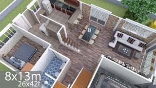 Plan 3D Interior Design Home Plan 8x13m Full Plan 3Beds [upl. by Adierf128]