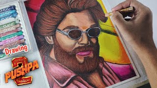 Allu Arjun Pushpa 2 Drawing🔥 Oil Pastel Drawing Step by step [upl. by Hennessy99]