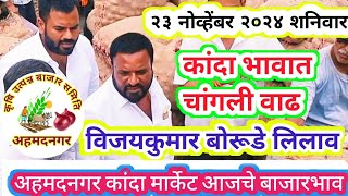 Ahmednagar kanda market price  23112024 शनिवार। आजचे कांदा बाजारभाव। विजय कुमार बोरूडे लिलाव। [upl. by Trinatte]