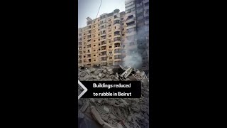 Buildings reduced to rubble in Beirut [upl. by Ahsat]