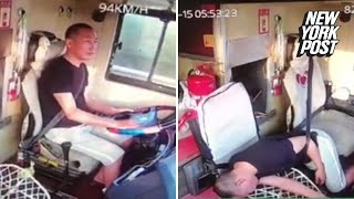 Bus driver collapses from stroke while driving [upl. by Bonny]