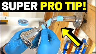 Shower Head Replacement Try This PRO PLUMBER TIP For PTFE Tape Plumbers TapeThread Seal Tape [upl. by Lesh]