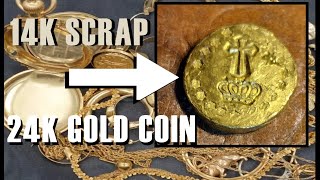 DIY Refine 14K Jewelry into a 24K Gold Coin [upl. by Kimberly672]