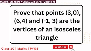 Prove that points 30 64 and 1 3 are the vertices of an isosceles triangle cbse10th [upl. by Corso]