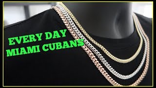 EVERYDAY Miami Cuban link chain SIZES [upl. by Ytinav388]