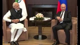 PM Modi meets Russian President Vladimir Putin for an informal summit in Sochi Russia  21052018 [upl. by Anitsenre612]