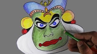 How to draw a kathakali face  In Kerala style [upl. by Avitzur895]