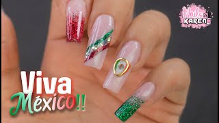 UÑAS MEXICANAS con ACRILICOS  Viva México 🇲🇽 [upl. by Gomar542]