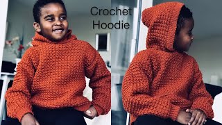 Crochet Kids Hooded Sweater  Even Moss stitch Sweater crochetkidssweater [upl. by Sommers]