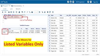 PROC MEANS  2  Proc Means for Selected Variables Only  Means Standard Deviation for Selected VAR [upl. by Siulegroj]