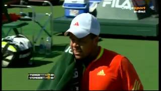 Tsonga Stepanek clash [upl. by Hnilym]