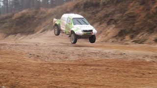 Dakar rally 2018 Vaidotas Žala tests with Toyota Hilux in quarry [upl. by Einneg547]