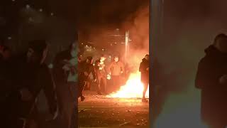 SilvesterKrawalle in Leipzig Polizei rückt mit Räumpanzer und Wasserwerfer ab [upl. by Thacker]