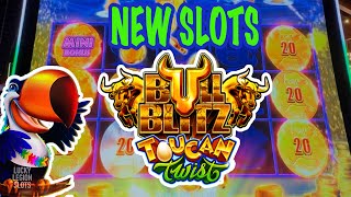 ⭐️ New ⭐️ BULL BLITZ  TOUCAN TWIST by Konami 🐂 1st Time Seeing This Bull Blitz Slot Machine [upl. by Yanrahs]