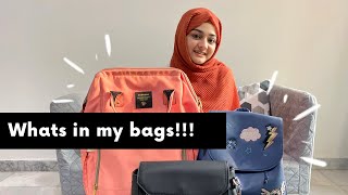 Whats in my bags👜 എന്റെ ബാഗിൽ എന്തൊക്കെ 👜 inside a toddler’s mom’s bag 👜 Majida Shafeer [upl. by Mattox731]