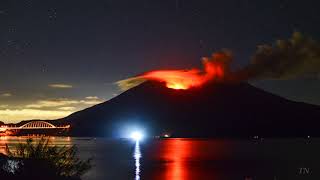 Timelapse  Rare strombolian eruption of Sakurajima in 2017 燃える桜島 [upl. by Anneuq]