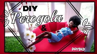 DIY How to Make  Dollhouse Pergola and daybed  BARBIE SIZED barbie howtomake Crafts [upl. by Platt]