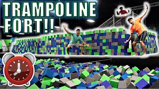 24 HOUR OVERNIGHT CHALLENGE IN TRAMPOLINE PARKEPIC FOAM FORT [upl. by Holland408]