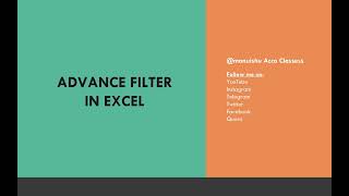 quotExcel Tutorial Filter Data Using Advanced Filterquot [upl. by Giess]