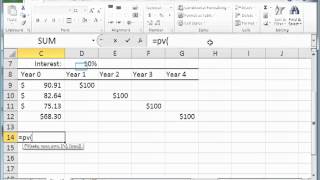 Computing the present value of future cash flows using the Excel PV function [upl. by Elttil]