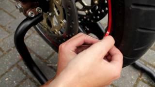 Rimstriping with Applicator Motor Sticker Easy Installation Video  Motorstickercom [upl. by Weslee]