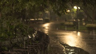 🎧 Soothing Gentle Spring Rain in the Old Park at Night  10 Hours for Relaxation and Sleep [upl. by Ynetruoc]