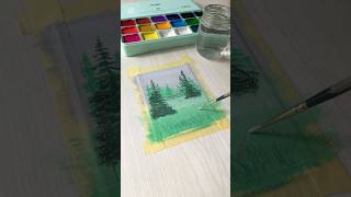 Quick and easy misty landscape ✨shorts easydrawing gouache art beginners misty landscape [upl. by Odraude353]