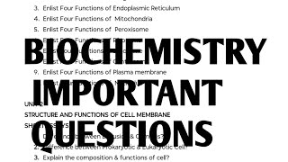 BIOCHEMISTRY Important questionsBsc nursing biochemistry important questionsbscnursingexamsrguhs [upl. by Shumway]